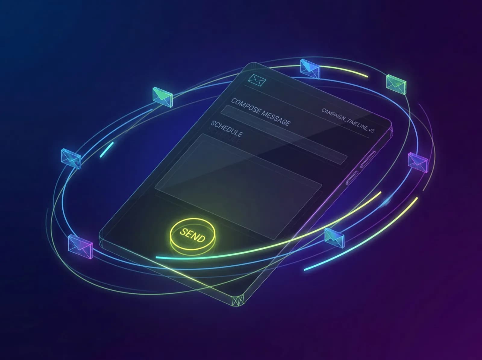 E-mail маркетинговая кампания на смартфоне с воркфлоу автоматизации и орбитальной рассылкой