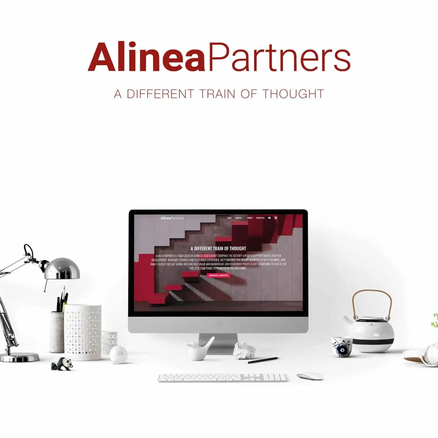 Alinea Partners' Website, Beispiel für Golden Wings Expertise im digitalen Marketing und Branding, präsentiert auf modernen Geräten.