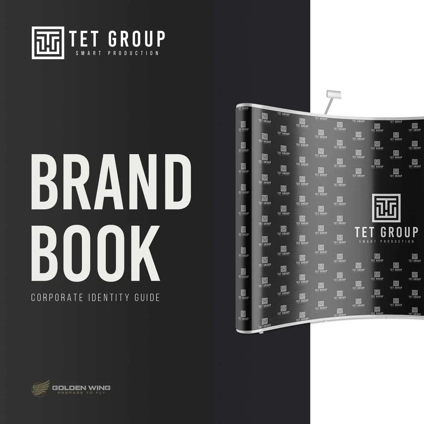 Markenhandbuch der TET Group, erstellt in Wien, zeigt digitales Marketing und Branding, ein Qualitätsprodukt von Golden Wing.